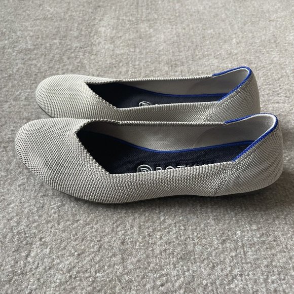 Rothy’s Shoes Womens Size 7.5 Taupe Gray/Beige The Flat Casual Knit Ballet Flats